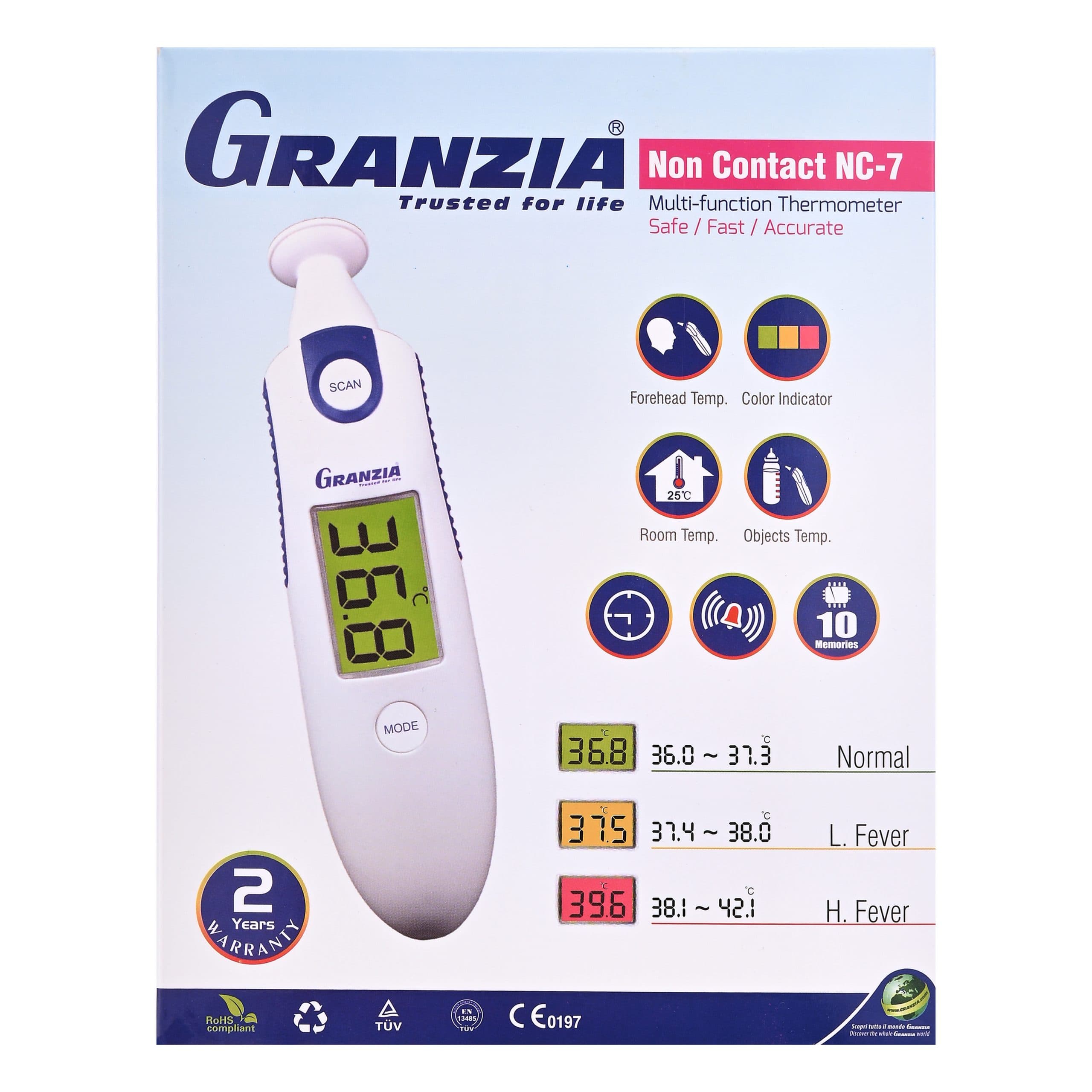 مقياس حرارة الجبهة والأذن GRANZIA NC7